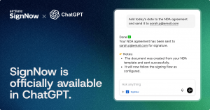 SignNow app is officially available in ChatGPT